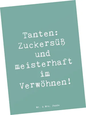 Produktbild von Mr. & Mrs. Panda Grußkarte Spruch Tante Zuckersüß - Meeresbrise - Geschenk, Postkarten, Verwandte, Ansichtskarte, Familie, persönliche Erinnerungen, Tanten, Neffe, Nichte