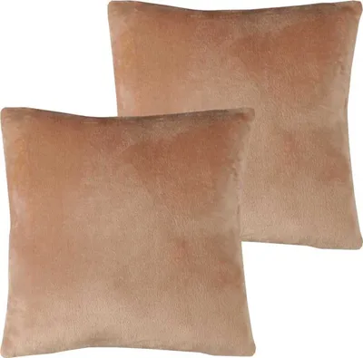 Produktbild von Dekokissen Kuschel "Celina" 2er Pack, in der Größe "40 x 40cm" - Nougat - Kissenbezug mit Reißverschluss