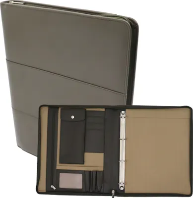 Produktbild von Paris Leder-Schreibmappe – Konferenzmappe – Dokumentenmappe A4 – Tablet-Hülle und Laptop-Hülle – abnehmbarer Ringordner – grüne Armee