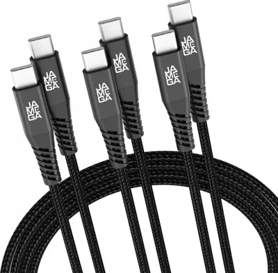 Produktbild von USB-C zu USB-C Kabel 480mbps 60W mit Metall Stecker Robustes Kabel in Schwarz 2m 3er Set
