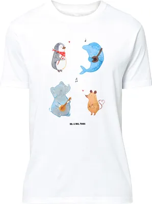 Produktbild von Mr. & Mrs. Panda Größe XXL T-Shirt Big Band - Weiß - Geschenk, Lustige Sprüche, Lustiges, Tshirt, Oversize Shirt, Delfin, Musik, Pinguin, Maus, Gitarre