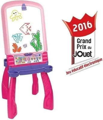 Image de Chevalet Interactif 3 en 1 VTECH, Rose, Pour Fille, A partir de 3 ans, Lumineux, Tableau Noir, Table à Dessin, Musical