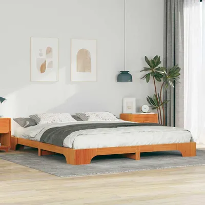 Zdjęcie produktu dla Łóżko Drewniane 180x220 Brązowe Rama Łóżka ze Stelażem Dwuosobowe