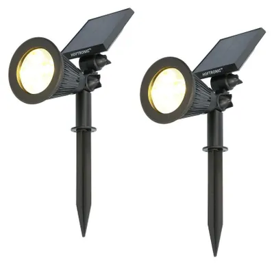 Produktbild von hoftronic LED Solar Gartenstrahler 2x2W 3000K 300lm IP65 Schwarz PIR Sensor
