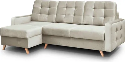 Produktbild von Skandinavisches Ecksofa VINCI mit Schlaffunktion, Velour Polsterecke universelle Schlafsofa (Beige)