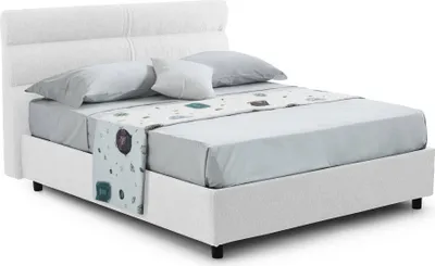 Image de Brendola - Lit Simple, Blanc, Matelas Inclus Fabriqué en Italie