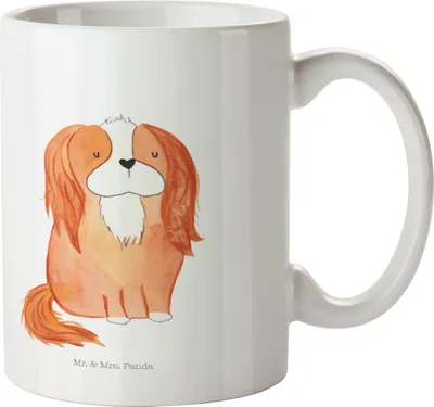 Produktbild von Mr. & Mrs. Panda Teetasse Hund Cavalier King Charles Spaniel - Weiß - Geschenk, Cockerspaniel, Becher, Spruch, Sprüche, Trinkbecher, Keramiktasse, Schlappohren, Tasse