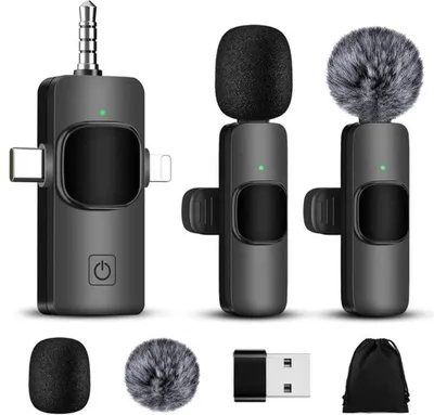 Image de Mini-microphone sans fil 4-en-1 Azomor avec récepteur universel pour une utilisation polyvalente