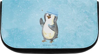 Produktbild von Mr. & Mrs. Panda kosmetiktäschchen Pinguin Duschen - Eisblau - Geschenk, Pinguine, Singen, Baden, kosmetik organizer, kosmetiktasche klein, kulturtäschchen, Duschkonzert