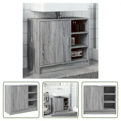 Produktbild von The Living Store Waschbeckenunterschrank Grau Sonoma 63x29x55 cm Holzwerkstoff