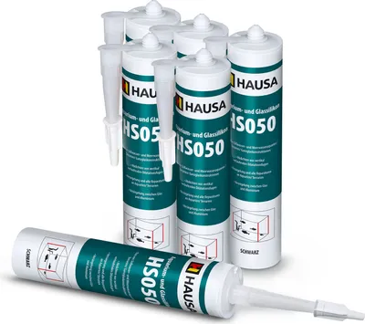 Produktbild von HAUSA Aquarium Silikon HS050 GlasSilikon SilikonKleber Schwarz 6 x 310ml