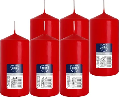 Zdjęcie produktu dla Świeca walec BISPOL Aura 38H 12CM SW60/120 CZERWONA 6szt.