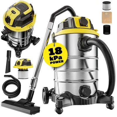 Immagine prodotto di Monzana® Aspirapolvere Liquidi Solidi 30L 2200W Presa Certificata GS Raggio 9m Aspiratore Secco Umido Industriale Acciaio Inox con Funzione di Soffiaggio