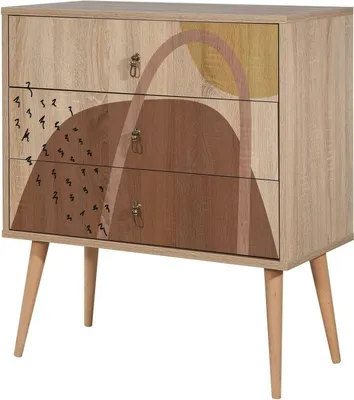 Image de Apricale - Commode Multicolore, 80x40x89h cm, 3 Tiroirs
