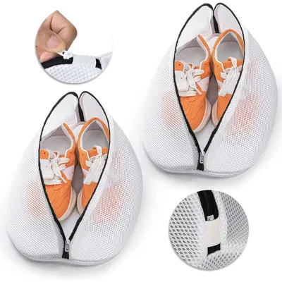 Produktbild von Wäschenetz für Schuhe, 2 Stück, mit Reißverschluss, 38 x 21 x 23 cm, für Sneaker & Socken