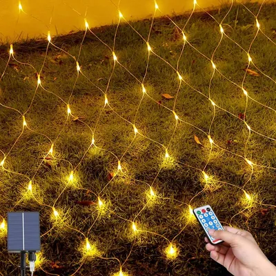 Solar-Netzleuchte 1,5x1,5 m, 96 LEDs, 8 Modi, IP65, mit Fernbedienung