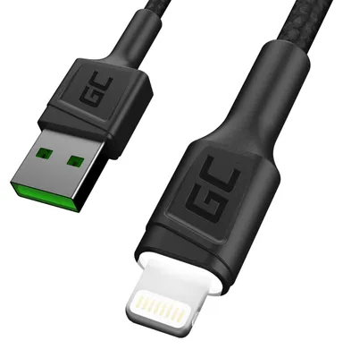 Produktbild von Green Cell USB 3.0 > Lightning (ST-ST) 1,2m Ladekabel LED Schwarz