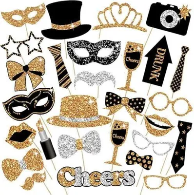 Produktbild von 60Stück Foto Requisiten,Fotobox Accessoires,Party Foto Booth Requisiten Dekorationen für Karneval, Hochzeit,Halloween,Weihnachten,Party Deko Zubehör,Tischdeko Geburtstag,Silvester DekoFoto Requisiten