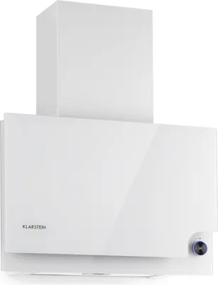 Produktbild von Klarstein Amelia - digestoř, šikmá digestoř, plochý design, 123 W, 586 m³/h, LED osvětlení: 3 W, 3 stupně výkonu, osvětlený dotykový otočný ovladač, 60 x 47 x 23,5 cm, bílá