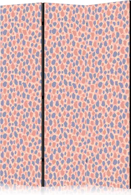 Produktbild von 3-teiliger Einseitiger Vlies Paravent - Giraffe Pattern - Colorful Animal Pattern in Blue-Pink Spots 135x172 cm Abstrakt f-A-10193-z-a