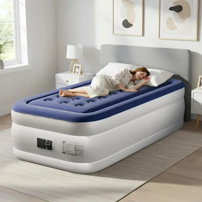 Produktbild von FCH Luftmatratze mit eingebauter Pumpe,190 x 99 x 45CM Blow-up-Matratze mit weicher stromfleischiger Oberseite, Aufblasbarer Mattress