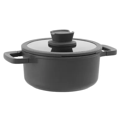 Produktbild von BergHOFF Leo Kochtopf, 20 cm, Grau, 2,7 L, Edelstahl, Induktion, Keramik-Antihaftbeschichtung, Glasdeckel, Cool-Touch-Griffe