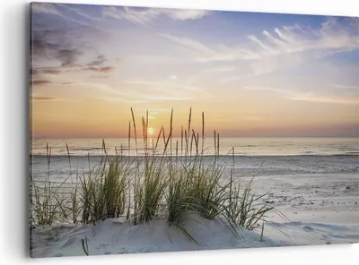 Produktbild von Bild auf Leinwand - Leinwandbild - Einteilig - Westen Sonne Strand - 120x80cm - Wand Bild - Wanddeko - Wandbilder - Leinwanddruck - Bilder - Wanddekoration - Leinwand bilder - Wandbild - AA120x80-4201