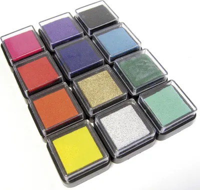 Produktbild von Ministempelkissen 12er Set ca. 2,5 x 2,5 cm