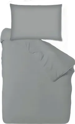 Produktbild von Bettwäsche 100% Baumwolle 135x200cm und 80x80cm Bettbezug mit Druckknöpfen Grau