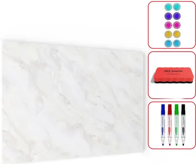 Zdjęcie produktu dla Tablica na magnesy METALboards,  marmur 90x60 cm + zestaw akcesoriów GRATIS