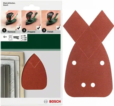 Produktbild von Bosch Schleifblatt 6 Stk, 95 x 135 mm K 80  120 180 für Black + Decker Mouse, PSM primo