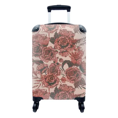 Produktbild von MuchoWow® Koffer Handgepäck Trolley Rollkoffer Kleine Reisekoffer mit 4 Rollen - Rose - Muster - Blumen - Cabin Size < 55x40x23 cm & 55x40x20 cm - Fotokoffer - Kabinenkoffer - Boardgepäck - Reise-Box - Reisekoffer - Reisegepäck - Koffer mit Bild - Trolley für Kinder