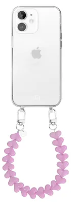 Produktbild von Funky Hearts (Pink) Transparant Cord Hülle  - Kompatibel mit iPhone 12
