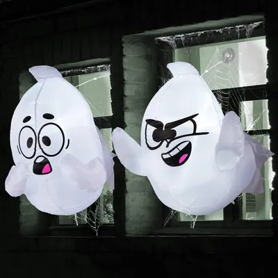 Aufblasbare Halloween-Geister, 2 Stück, 2,6 m, LED, Fenster-Deko