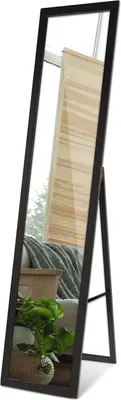 Zdjęcie produktu dla Lustro stojące 36x156 cm – Lustro pełnopostaciowe z czarną ramą – Lustro do garderoby, sypialni i korytarza – Lustro nowoczesne z ramą – Lustro wolnostojące – lustro do przedpokoju, lustro do ubierania się