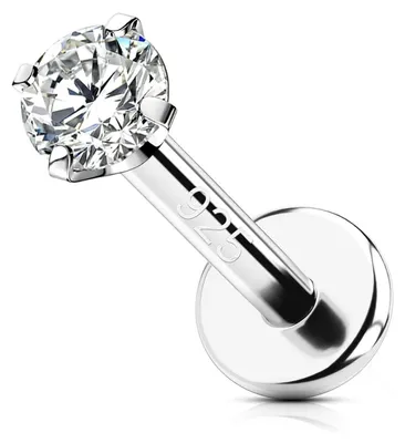 Produktbild von Helix Piercing Schmuck 925 Silber 16G 6mm Innengewinde Knorpel Tragus Conch Lippenpiercing mit 3mm CZ Stein