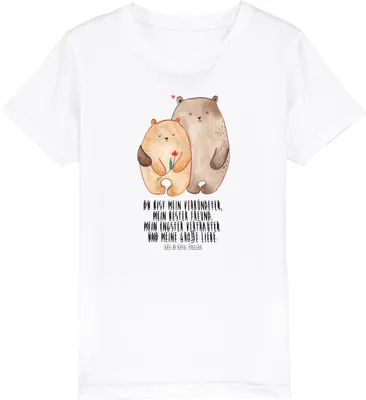 Produktbild von Mr. & Mrs. Panda Kleinkinder T-Shirt Bären Liebe 3-4 Jahre (98/104) - Weiß - Geschenk, Umarmung, Verliebt, Kurzarm Kinder, Freundin, Kinder-T-Shirt, Verknallt, Teenager