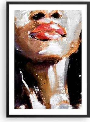 Produktbild von Gerahmtes Poster - Schwarzer Rahmen - Öl Mund Frau - 50x70 cm - Wand Bild - Wanddeko - Wandbilder - Kunstposter - Wandposter - Bilderrahmen - Bilder - Kunstdruck - Wanddekoration - P2BPA50x70-4724