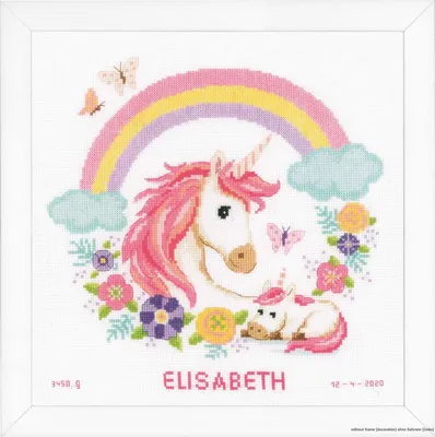 Produktbild von Vervaco Kreuzstichset "Mutter und Baby Einhorn", Zählmuster