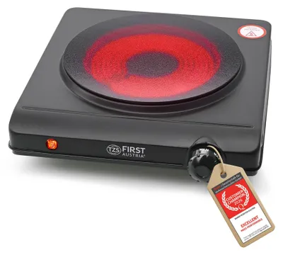 Infrarot-Einzelkochplatte 1250 W, 19,4 cm, Glaskeramik, schwarz