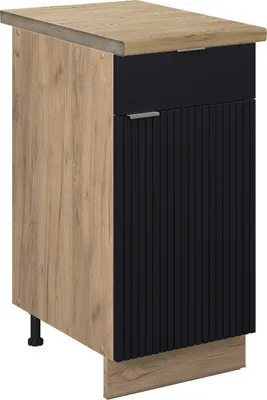 Image de Meuble cuisine Vicco Fame-Line Noir rayé 40cm , PT Chêne, Model 50750