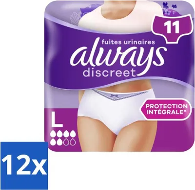 Obrázok produktu pre Always – Inkontinenčné nohavičky – Pre inkontinenciu moču Veľkosť L – 11 Inkontinenčné nohavičky – Výhodné balenie – 12 kusov