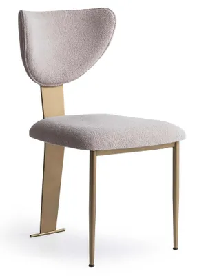 Immagine prodotto di Sedia moderna, dorata, grigia, imbottita, design, ideale per la sala da pranzo o la cucina