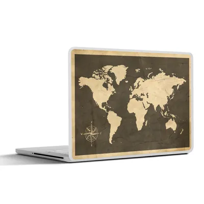 Produktbild von MuchoWow® Laptop Aufkleber Sticker Cover Weltkarte - Holz - Vintage 32.5x23.5 cm - Sticker für Laptop - Selbstklebend