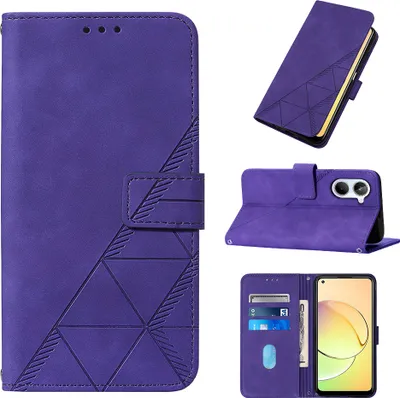 Produktbild von Hülle für Realme 10 4G Prägung Flip Leder Kartenfächer Schutzhülle mit Ständer Lila