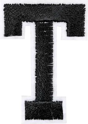 Produktbild von 1 Buchstaben Aufbügler, 15-43x45mm, Applikation, Aufnäher, schwarz, Buchstaben & Zeichen:T