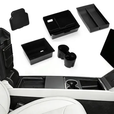 Produktbild von Mittelkonsole Organizer Set 5-teilig für Tesla Model Y Juniper 2025-2026 ABS/TPE/Silikon