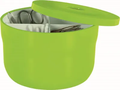 Produktbild von Spirella Kosmetikorganizer "Cocco" mit individuell verstellbaren Fächern Aufbewahrungsbox für Make Up und Schmuck 15x9cm mit Deckel Grün