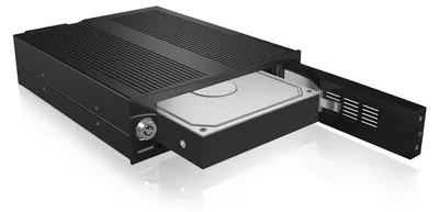 Produktbild von ICY BOX IB-170SK-B, Wechselrahmen, 1x 3,5" SATA I/II/III oder SAS HDD zu 1x SATA Host, EasySwap trägerlos, Alu-Gehäuse, 4cm Lüfter, schwarz, 13,3 cm (5.25"), Speicherlaufwerkbehälter, Schwarz, 3.5", SATA, Serial ATA II, Serial ATA III, 3.5"