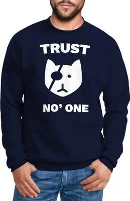 Produktbild von Sweatshirt Herren Katze mit Augenklappe Rundhals-Pullover Moonworks® navy XL